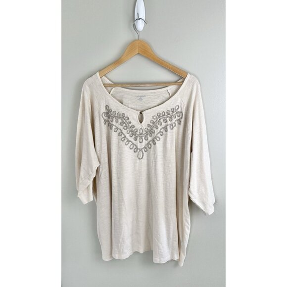 Catherine’s Women’s Embroidered Top Shirt Ivory‎ 3X - Picture 1 of 7